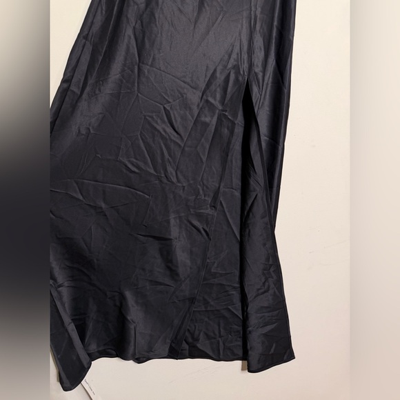 Reformation Layla Satin Skirt With Slit in Black - Picture 4 of 7